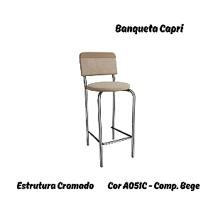 Banqueta Capri - Ref. 1B715-CR - Estampa: A051C (Compose Bege) Cromado - Kappesberg Crome