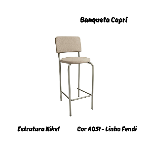 Banqueta Capri - Ref. 1B715-NK - Estampa: A051 (Linho Fendi) Nikel - Kappesberg Crome