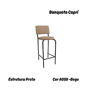 Banqueta Capri - Ref. 1B715-PR - Estampa: A059 (Bege) Preto - Kappesberg Crome