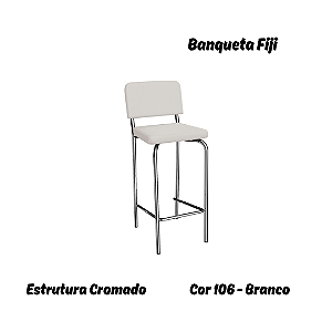 Banqueta Fiji - Ref. 1B712-CR - Estampa: 106 (Branco) Cromado - Kappesberg Crome