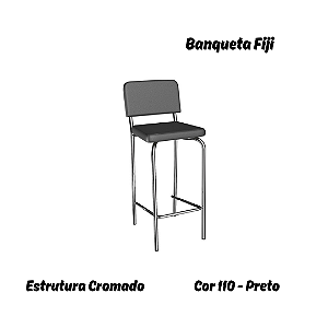 Banqueta Fiji - Ref. 1B712-CR - Estampa: 110 (Preto) Cromado - Kappesberg Crome