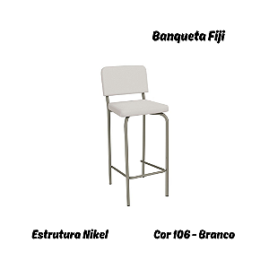 Banqueta Fiji - Ref. 1B712-NK - Estampa: 106 (Branco) Nikel - Kappesberg Crome