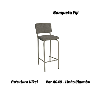 Banqueta Fiji - Ref. 1B712-NK - Estampa: A048 (Linho Chumbo) Nikel - Kappesberg Crome