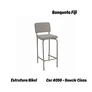 Banqueta Fiji - Ref. 1B712-NK - Estampa: A056 (Bouclé Cinza) Nikel - Kappesberg Crome