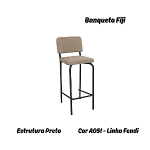 Banqueta Fiji - Ref. 1B712-PR - Estampa: A051 (Linho Fendi) Preto - Kappesberg Crome