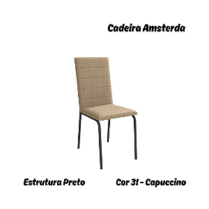 Par de Cadeiras Amsterdã - Ref. 2C091-PR - Estampa: 31 (Capuccino) Preto - Kappesberg