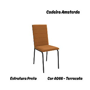 Par de Cadeiras Amsterdã - Ref. 2C091-PR - Estampa: A066 (Terracota) Preto - Kappesberg