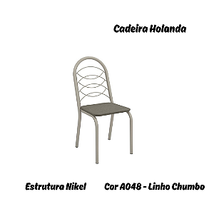 Par de Cadeiras Holanda - Ref. 2C009-NK - Estampa: A048 (Linho Chumbo) Nikel - Kappesberg