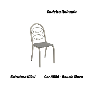 Par de Cadeiras Holanda - Ref. 2C009-NK - Estampa: A056 (Bouclé Cinza) Nikel - Kappesberg