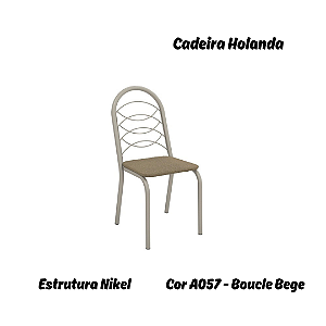 Par de Cadeiras Holanda - Ref. 2C009-NK - Estampa: A057 (Bouclé Bege) Nikel - Kappesberg