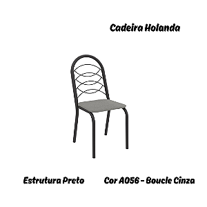 Par de Cadeiras Holanda - Ref. 2C009-PR - Estampa: A056 (Boucle Cinza) Preto - Kappesberg