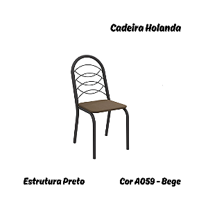 Par de Cadeiras Holanda - Ref. 2C009-PR - Estampa: A059 (Bege) Preto - Kappesberg