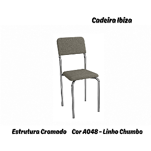 Par de Cadeiras Ibiza - Ref. 2C133-CR - Estampa: A048 (Linho Chumbo) Cromado - Kappesberg
