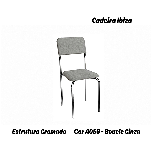 Par de Cadeiras Ibiza - Ref. 2C133-CR - Estampa: A056 (Bouclé Cinza) Cromado - Kappesberg