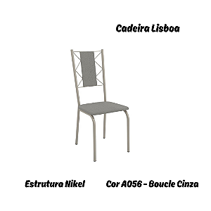 Par de Cadeiras Lisboa - Ref. 2C076-NK - Estampa: A056 (Bouclé Cinza) Nikel - Kappesberg