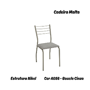 Par de Cadeiras Malta - Ref. 2C140-NK - Estampa: A056 (Bouclé Cinza) Nikel - Kappesberg
