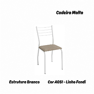Par de Cadeiras Malta - Ref. 2C140-BR - Estampa: A051 (Linho Fendi) Branco - Kappesberg