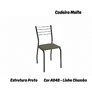 Par de Cadeiras Malta - Ref. 2C140-PR - Estampa: A048 (Linho Chumbo) Preto - Kappesberg