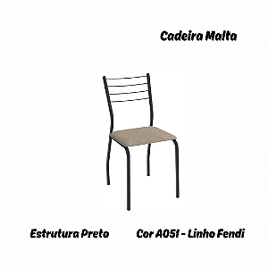 Par de Cadeiras Malta - Ref. 2C140-PR - Estampa: A051 (Linho Fendi) Preto - Kappesberg