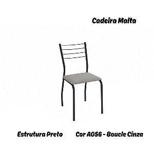 Par de Cadeiras Malta - Ref. 2C140-PR - Estampa: A056 (Bouclé Cinza) Preto - Kappesberg