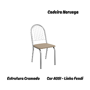 Par de Cadeiras Noruega - Ref. 2C077-CR - Estampa: A051 (Linho Fendi) Cromado - Kappesberg