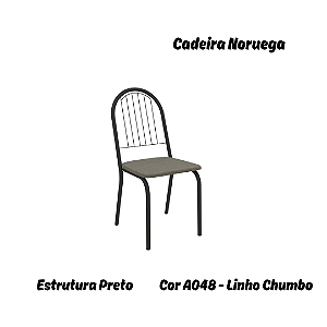 Par de Cadeiras Noruega - Ref. 2C077-PR - Estampa: A048 (Linho Chumbo) Preto - Kappesberg