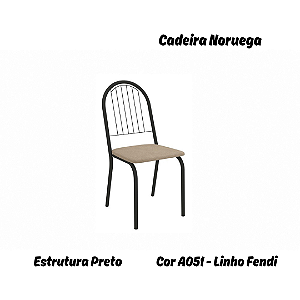 Par de Cadeiras Noruega - Ref. 2C077-PR - Estampa: A051 (Linho Fendi) Preto - Kappesberg