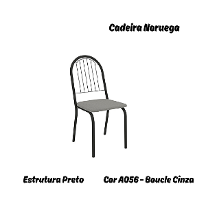 Par de Cadeiras Noruega - Ref. 2C077-PR - Estampa: A056 (Bouclé Cinza) Preto - Kappesberg