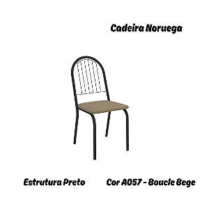 Par de Cadeiras Noruega - Ref. 2C077-PR - Estampa: A057 (Bouclé Bege) Preto - Kappesberg