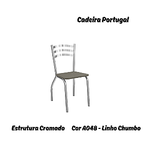 Par de Cadeiras Portugal - Ref. 2C007-CR - Estampa: A048 (Linho Chumbo) Cromado - Kappesberg