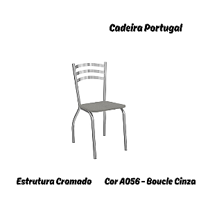 Par de Cadeiras Portugal - Ref. 2C007-CR - Estampa: A056 (Bouclé Cinza) Cromado - Kappesberg