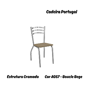 Par de Cadeiras Portugal - Ref. 2C007-CR - Estampa: A057 (Bouclé Bege) Cromado - Kappesberg