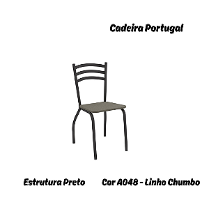 Par de Cadeiras Portugal - Ref. 2C007-PR - Estampa: A048 (Linho Chumbo) Preto - Kappesberg