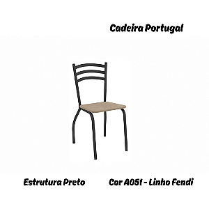 Par de Cadeiras Portugal - Ref. 2C007-PR - Estampa: A051 (Linho Fendi) Preto - Kappesberg