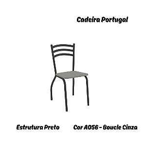 Par de Cadeiras Portugal - Ref. 2C007-PR - Estampa: A056 (Bouclé Cinza) Preto - Kappesberg