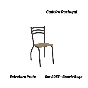 Par de Cadeiras Portugal - Ref. 2C007-PR - Estampa: A057 (Bouclé Bege) Preto - Kappesberg
