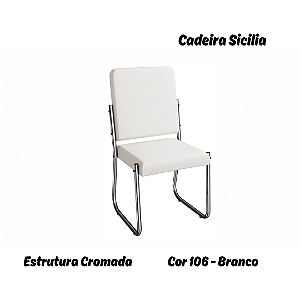 Par de Cadeiras Sicilia - Ref. 2C139-CR - Estampa: 106 (Branco) Cromado - Kappesberg