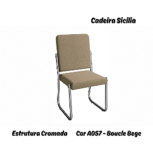 Par de Cadeiras Sicilia - Ref. 2C139-CR - Estampa: A057 (Bouclé Bege) Cromado - Kappesberg