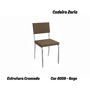 Par de Cadeiras Zaria - Ref. 2C128-CR - Estampa: A059 (Bege) Cromado - Kappesberg