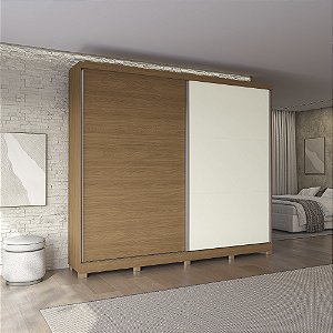 Roupeiro 02 Portas de Correr 04 Gavetas c/ Pés - Ref. CB03T583 - Canela/Canela-Off - Kappesberg