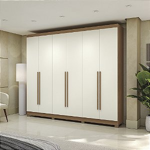 Roupeiro 06 Portas 03 Gavetas c/ Pés - Ref. CB03T580 - Canela/Off White - Kappesberg