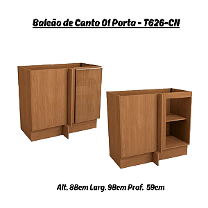 Balcão Canto Reto - Ref. T626 - Canela - Linha Vibra - Kappesberg