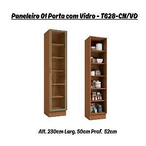 Paneleiro 01 Porta c/ Vidro - Ref. T628 - Canela/Verde - Linha Vibra - Kappesberg