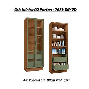 Cristaleira 02 Portas Vibra - Ref. T631 - Canela/Verde - Linha Vibra - Kappesberg