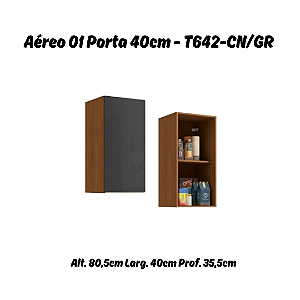 Aéreo 01 Porta 40cm - Ref. T642 - Canela/Grafite - Linha Vibra - Kappesberg