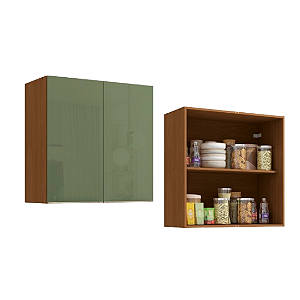 Aéreo 02 Portas 80cm - Ref. T644 - Canela/Verde - Linha Vibra - Kappesberg