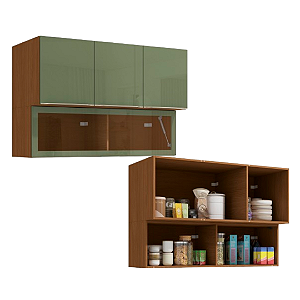 Aéreo 04 Portas 120cm - Ref. T651 - Canela/Verde - Linha Vibra - Kappesberg