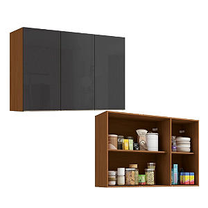 Aéreo 03 Portas 120cm - Ref. T648 - Canela/Grafite - Linha Vibra - Kappesberg