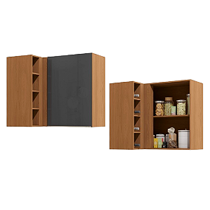 Aéreo 01 Porta Canto Reto - Ref. T652 - Canela/Grafite - Linha Vibra - Kappesberg