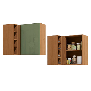 Aéreo 01 Porta Canto Reto - Ref. T652 - Canela/Verde - Linha Vibra - Kappesberg